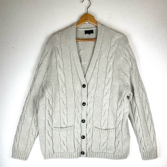 Quince Baby Cashmere Cable Cardigan Pearled Ivory Luxury Minimalist Neutral - Picture 2 of 10